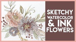 Ink & Watercolour Flower Tutorial - Autumn Inspired Easy Beginner Painting