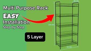 How to Assemble 5 Layers Multi Purpose Rack | Easy Install Clothes/Kitchen Rack Step by Step