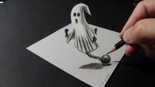 Help, Ghost on the table! - How to Draw 3D Ghost - 3D Trick Art Drawing - VamosART