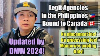 Dito kayo mag apply! Legit Agencies sa Pinas bound to Canada  | No Placement fee! Updated by DMW