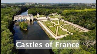Castles. Loire and central France, drone 4K