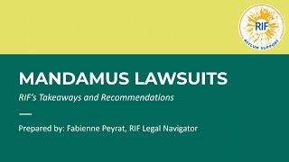 Mandamus Lawsuits: RIF's Takeaways and Recommendations