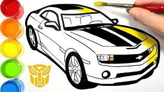 Bumblebee Car Chevrolet Camaro Drawing and Coloring Pages for Kids | Learn Colors | Bonbon Toy Art