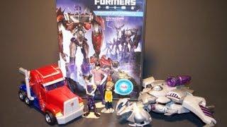 TF PRIME OPTIMUS PRIME MEGATRON FIRST EDITION DVD ENTERTAINMENT PACK TOY REVIEW