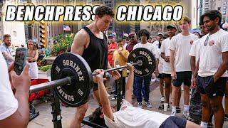 BENCHING ON THE STREETS OF CHICAGO | BRINGING GYM TO THE PEOPLE