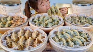 ASMR  김치만두 새우만두 땡초만두 육즙만두 만두 종류만7가지 리얼먹방 :) dumpling MUKBANG