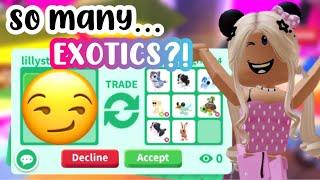 EXOTICS?!Trading for my DREAM MEGAS!Got Sidetracked! #adoptmeroblox #preppyadoptme #preppyroblox