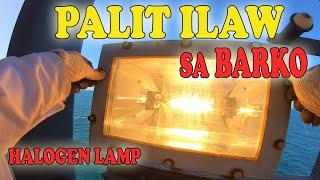 Electrician sa Barko. Palit ilaw sa barko. Halogen lamp