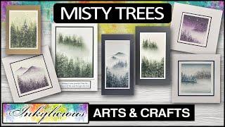 Inkylicious How to create Misty Pine Tree Forest watercolour stamping technique