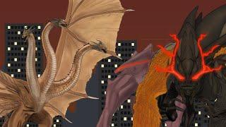 king Ghidorah vs muto prime, muto queen, mutos | gojiramania | king Ghidorah, Muto prime,muto queen,