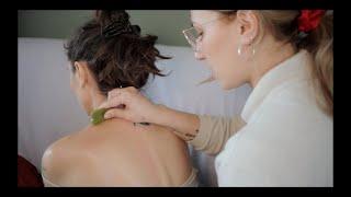 ASMR ~ Back, Shoulder & Neck Massage w. Gua Sha  Real Person  Hair Brushing  Soft Spoken 