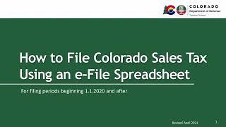 How to File Colorado Sales Tax using an e-File Spreadsheet