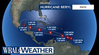 Latest on Hurricane Beryl: Fastest Category 4 to form over the Atlantic; Tropical Storm Chris formed