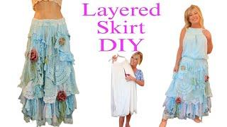 How to Turn a Plain Skirt into A Romantic Layered Maxi Skirt