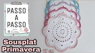 PASSO A PASSO sousplat de croche para mesa de chá  mesa de café