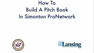 Build a Pitch Book in Simonton ProNetwork