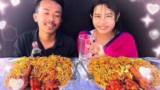 Chicken chow mein challenge ||couple mukbang ||manipur mukbang