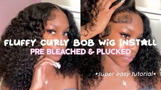 Super Natural & Fluffy Curly Bob Wig Seamless Install | Pre Plucked & Bleached | West Kiss Hair