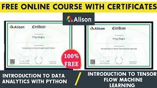 Alison Free Certificate | Data Science with Python | Machine learning Free Course