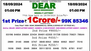  Morning 1 P.M. Dear Nagaland Live Lottery Sambad Result Today ll Date-18/09/2024 ll