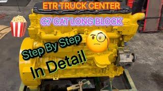 How to rebuild a Caterpillar C7 diesel engine long block. Step by Step. #trucking #caterpillar