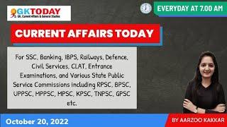 20 October, 2022 Current Affairs in English & Hindi by GK Today