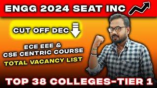 Engineering 2024 seat inc⬆️ -Cut off dec⬇️| Top 38 colleges cse & circuit branches vacancy list