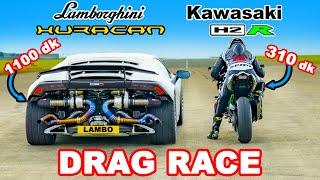 Lamborghini Huracan Turbo vs Kawasaki H2R: DRAG RACE