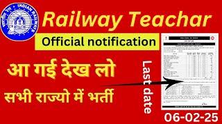 Railway permanent teacher vacancy 2025 notification out on website ￼￼