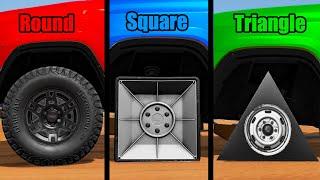 Round Wheel vs Square Wheel vs Triangle Wheel - Beamng drivе