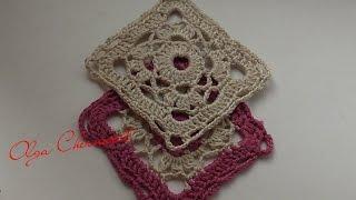 Простой красивый квадрат крючком.  knitted crochet square