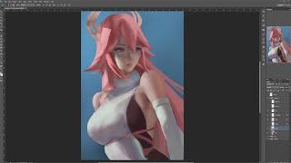 Yae Miko voice over painting process pt1( full will be on patreon)