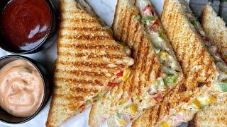 Cafe Style Veg Grilled Sandwich | Veg Sandwich |Bombay Sandwich Recipe