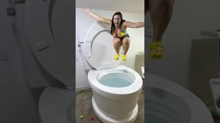 BIG GIANT CANNONBALL Jump into the Worlds Largest Toilet #shorts