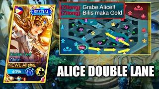 ALICE FAST STACKS AND FAST GOLD DOUBLE LANE GOD MODE IN  5 MINUTES 1v5-MLBB