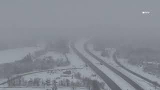 AERIAL VIDEO: Heavy Traffic on I-84 in Pennsylvania due to Snow Storm