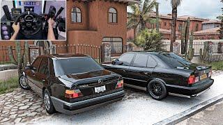 Mercedes-Benz E 500 & BMW M5 E34 - Forza Horizon 5 | Steering Wheel Gameplay