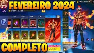 NOVO PREÇO?! PASSE DE FEVEREIRO 2024 FREE FIRE (COMPLETO)