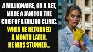 A millionaire, on a bet made a janitor the chief of a failing clinic. When he returned a month later