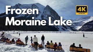 Lake Louise Ice Transformation | Frozen Moraine Lake in Banff Alberta Canada, Winter in Banff in 4K