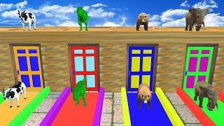 Long Slide Game With Elephant Gorilla Buffalo Mammoth Tiger Mammoth - Animal 3D Game - Funny Animals