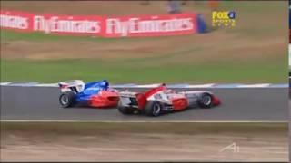 A1GP Eastern Creek 2005 2006 Race 2 Enge (Czech republic) crashes into Lauda (Austria)