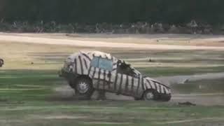 Furious rhino attacked a car at The Serengeti Safari park in Germany, flipping it over three times.