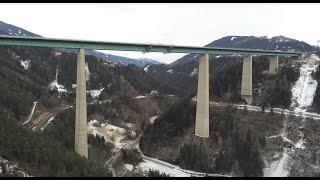 Drone view near Europabrücke, Schönberg im Stubaital, Austria