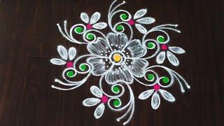 beautiful freehand rangoli design |easy freehand muggulu | #shitalrangolis #muggulu #rangolidesigns