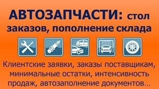 Продажа автозапчастей: создание заказов поставщику и управление складскими запасами