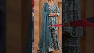 beautiful Alia Cut design kurti with sharara sut #viral #fashiondesign