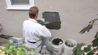 Repair a plumbing hole in a stucco wall