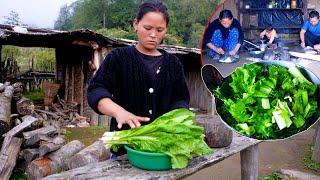 Rita cooks mustard vegetable curry  and rice  for the family || Life in rural Nepal @Ritarojan