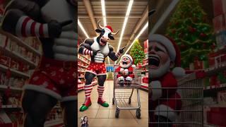  Evolution Of Cow : Baby Santa Claus crying in Shopping cart with Cow #cow #christmas #santaclaus